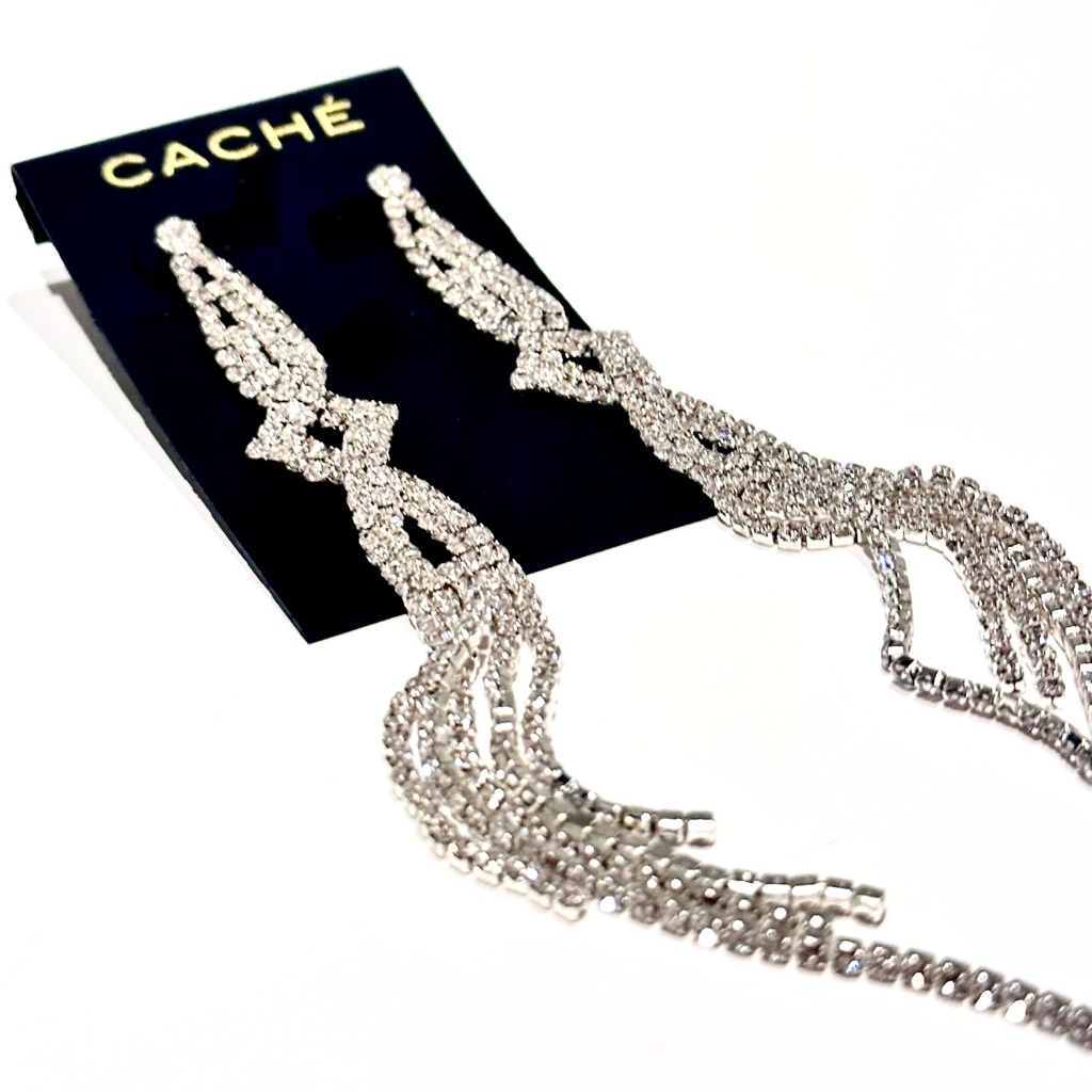 Cache Dazzling Cz Crystal Fancy Party 5 Dangle Drop Earrings 30$